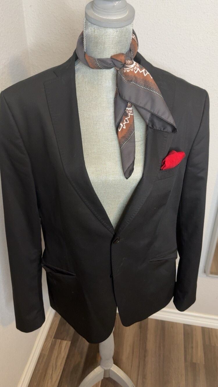 ZARA MAN Black One-Button Notch Lapel Solid Blazer Men's Size 44